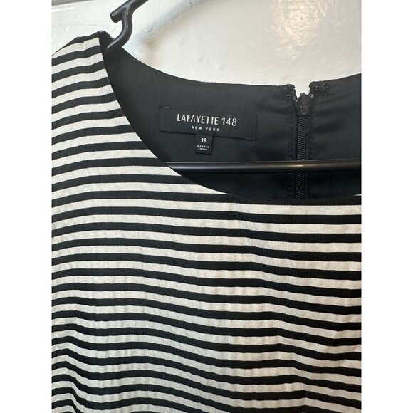 Lafayette 148 Sheath Dress Sz 16 Black White Sleeveless Career Work Cocktail - Picture 2 of 7